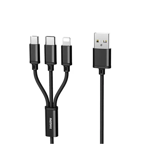 USB Data kabl Remax Gition RC-131 3u1 za iPhone Lightning/Micro USB/Type C crni 1m.