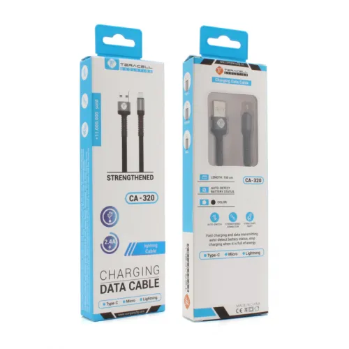 USB Data kabl Teracell Evolution iPhone lightning crni 1m.