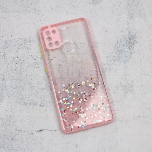 Futrola - maska Frame Glitter za Samsung A217F Galaxy A21s roze.