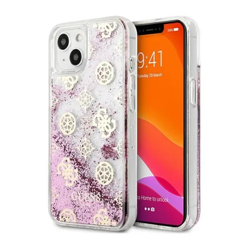 Futrola - maska Guess Hc Liquid Glitter Peony za iPhone 13 6.1 roze (GUHCP13MLGPEPI).
