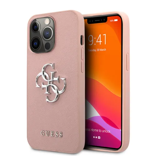 Futrola - maska Guess Saffiano Big za iPhone 13 Pro 6.1 roza (GUHCP13LSA4GSPI).