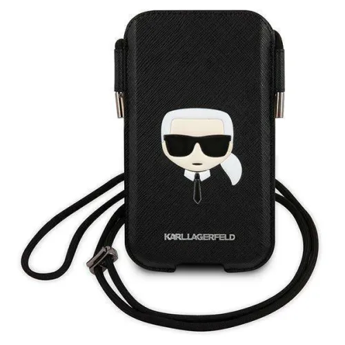 Futrola - maska Karl Lagerfeld Pouch Pu Saffiano Karl Head Large za telefone do 6,7" crna ( KLHCP12LOPHKHK).