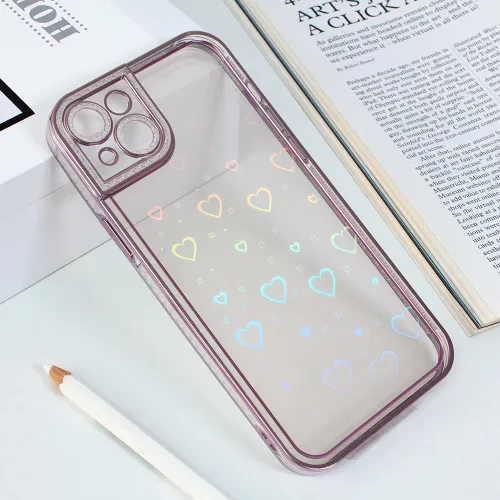 Futrola - maska Heart IMD za iPhone 14 Plus 6.7 roze.