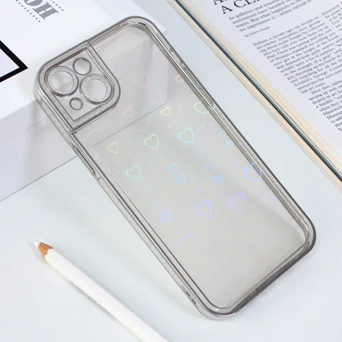 Futrola - maska Heart IMD za iPhone 14 Plus 6.7 srebrna.