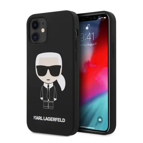 Futrola - maska Karl Lagerfeld Hc Silicone Full Body Ikonic za iPhone 12 mini 5.4 crna (KLHCP12SSLFKBK).