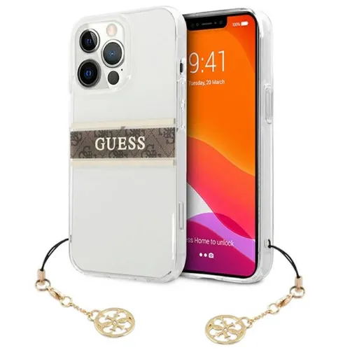 Futrola - maska Guess 4G Stripe Charm za iPhone 13 Pro 6.1 braon (GUHCP13LKB4GBR).