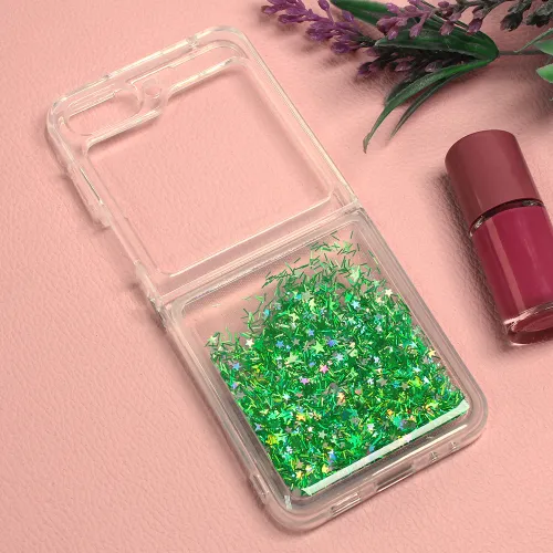 Futrola - maska Glitter za Samsung F731B Galaxy Z Flip 5 5G zelena.