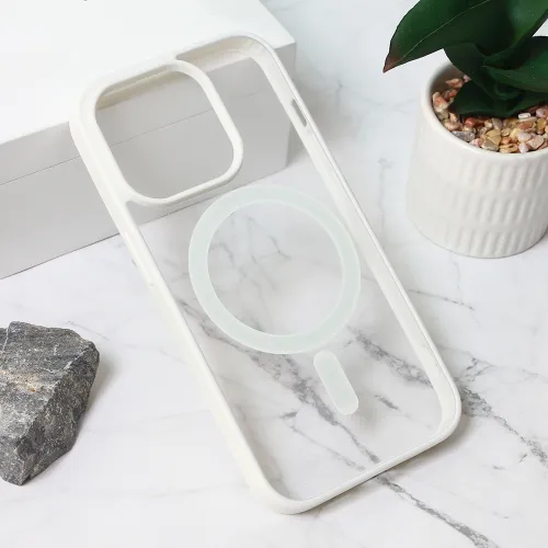 Futrola - maska Magsafe Frame Color za iPhone 15 Pro 6.1 bela.