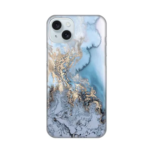 Silikonska futrola - maska print za iPhone 15 Plus 6.7 Blue Gold Marble.