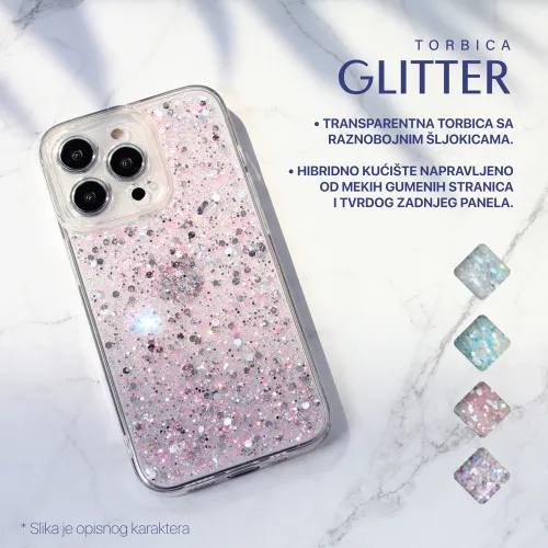 Futrola - maska Glitter za iPhone 15 Pro Max 6.7 plava.