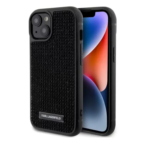 Futrola - maska Karl Lagerfeld Hc Rhinestone Metal Plate Logo za iPhone 15 Pro Max 6.7 crna (KLHCP15XHDSPLK).
