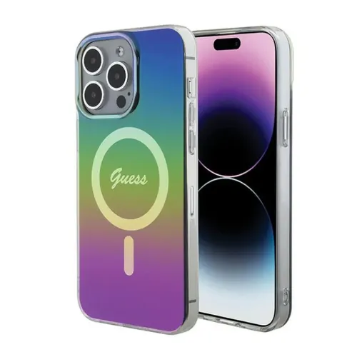 Futrola - maska Guess Hc IML Magsafe Iridescent za iPhone 15 Pro 6.1 crna (GUHMP15LHITSK).