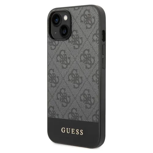 Futrola - maska Guess Hc PC/TPU 4G Pu Bottom Stripe za iPhone 15 6.1 siva (GUHCP15SG4GLGR).
