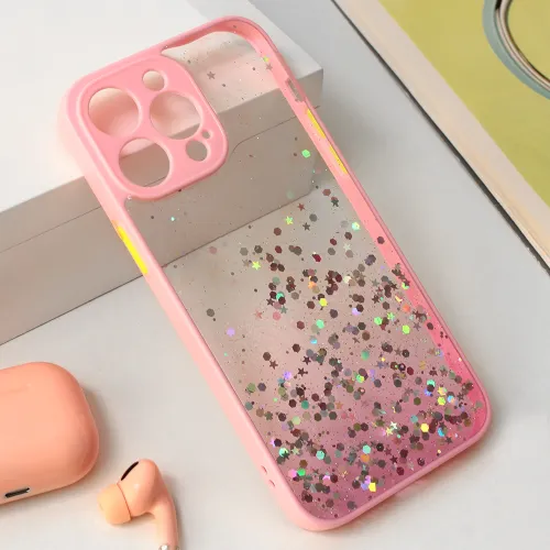 Futrola - maska Frame Glitter za iPhone 15 Pro Max 6.7 roze.