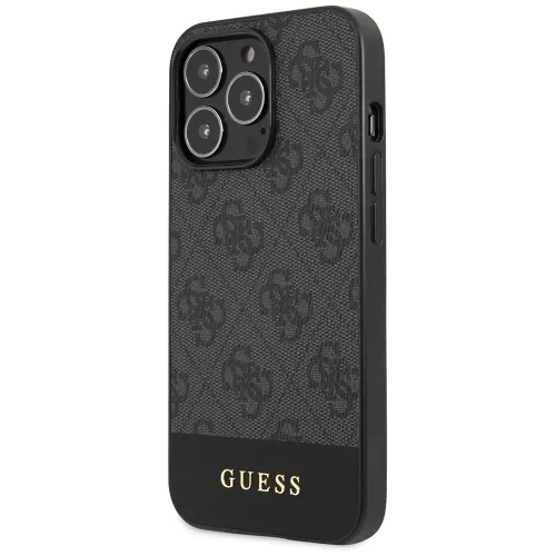 Futrola - maska Guess Hc PC/TPU 4G Pu Bottom Stripe za iPhone 15 Pro 6.1 siva (GUHCP15LG4GLGR).