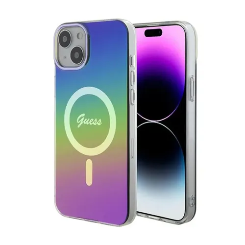 Futrola - maska Guess Hc IML Magsafe Iridescent za iPhone 15 6.1 crna (GUHMP15SHITSK).