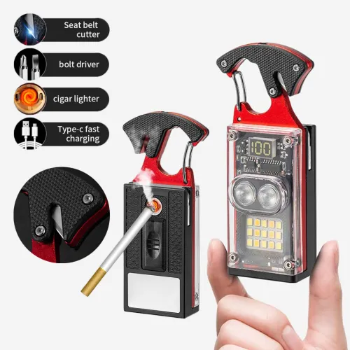 LED lampa privezak, otvarac za flase sa upaljacem i srafcigerima, crna.