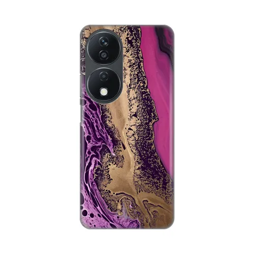 Silikonska futrola - maska print za Huawei Honor X7b Purple Gold Marble.