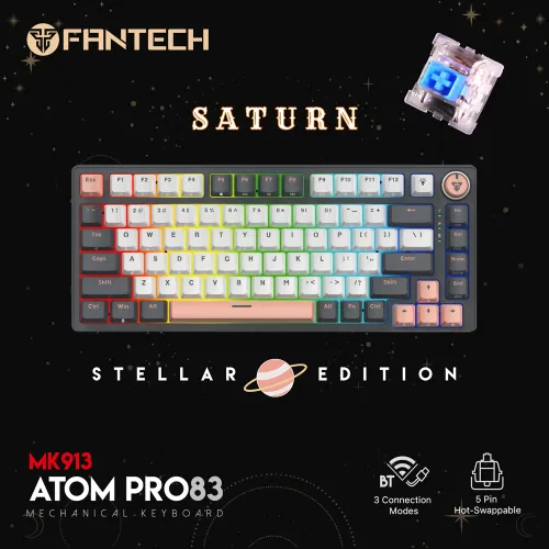 Tastatura Mehanicka Gaming Fantech MK913 RGB Atom PRO83 Wireless Saturn (blue switch).