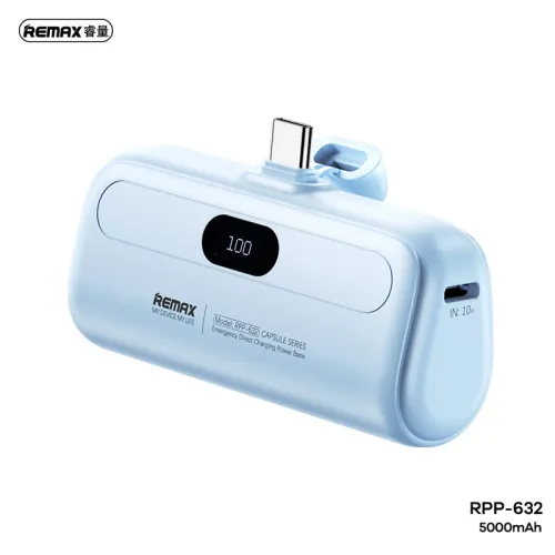 Power bank prenosiva baterija Remax Capsule series RPP-632 2A Type C 5000mAh plava.