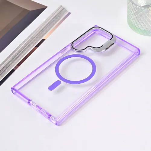 Futrola - maska Magsafe Transparent za Samsung S928B Galaxy S24 Ultra ljubicasta.