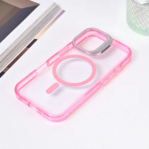 Futrola - maska Magsafe Transparent za iPhone 16 6.1 pink.
