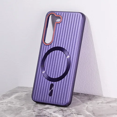 Futrola - maska Magsafe Stripe za Samsung S911B Galaxy S23 ljubicasta.