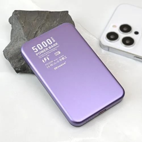 Power bank prenosiva baterija Magsafe PD W52 5000mAh ljubicasta.