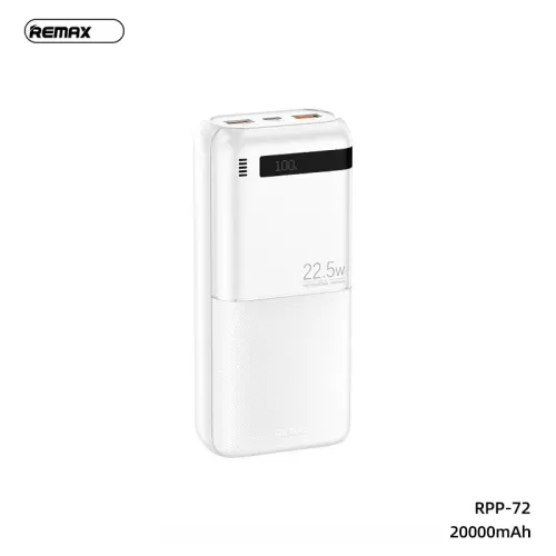 Power bank prenosiva baterija Remax Piloteer Series RPP-72 20W+22.5W Fast Charging 20000mAh beli.