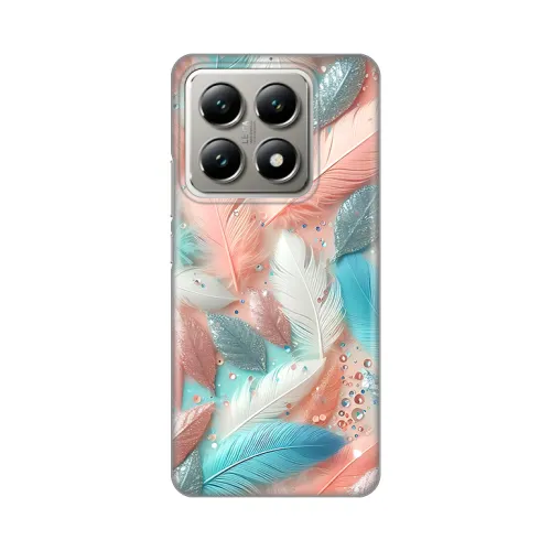 Silikonska futrola - maska print za Xiaomi 14T Pastel Feathers.