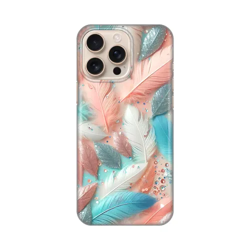 Silikonska futrola - maska print za iPhone 16 Pro Max 6.9 Pastel Feathers.