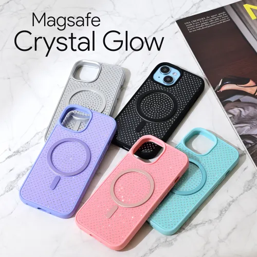Futrola - maska Magsafe Crystal Glow za iPhone 16 6.1 roze.