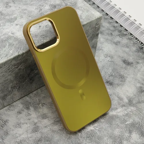 Futrola - maska COLOR METAL MagSafe za iPhone 12/12 Pro (6.1) zlatna (MS).