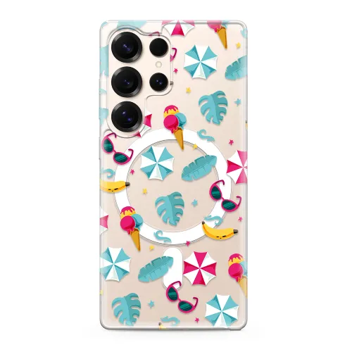 Futrola - maska silikonska print MagSafe za Samsung S938 Galaxy S25 Ultra 5G beach (MS).