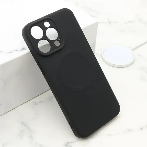 Futrola - maska VELVET TOUCH MagSafe za iPhone 15 Pro Max (6.7) crna (MS).