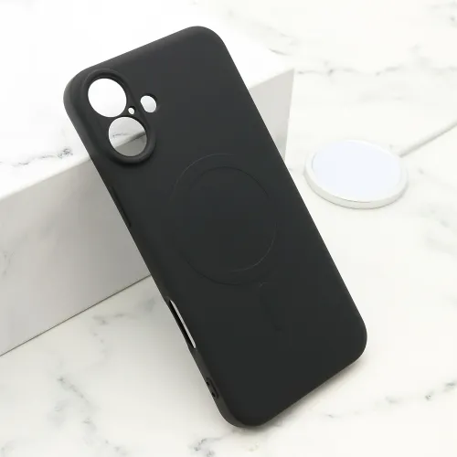 Futrola - maska VELVET TOUCH MagSafe za iPhone 16 Plus (6.7) crna (MS).