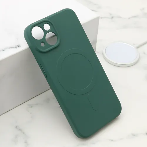 Futrola - maska VELVET TOUCH MagSafe za iPhone 14 (6.1) tamno zelena (MS).