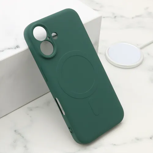 Futrola - maska VELVET TOUCH MagSafe za iPhone 16 (6.1) tamno zelena (MS).