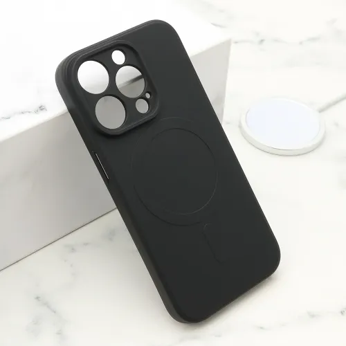 Futrola - maska VELVET TOUCH MagSafe za iPhone 15 Pro (6.1) crna (MS).