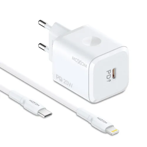 Kucni punjac Moxom MX-HC164 PD 20W Type-C na Lightning beli (MS).