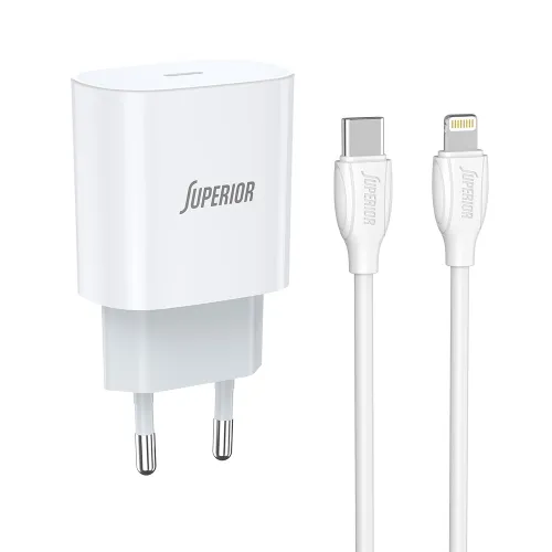 Kucni punjac Superior CO-DC55 Fast PD 20W 3A Type C na Lightning beli (MS).