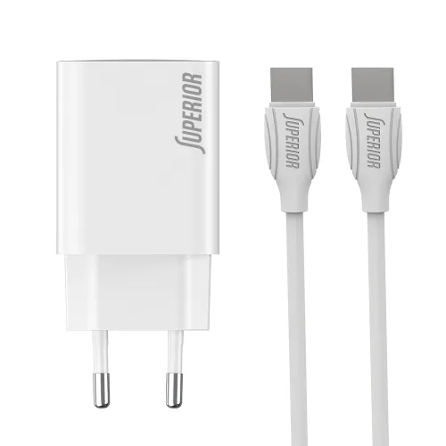 Kucni punjac Superior SU-P103 Super Fast PD 25W 3A Type C na Type C beli (CERT) (MS).