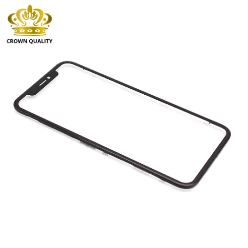 Staklo touchscreen-a za iPhone XR + frame + OCA stiker (Crown Quality) black (MS).