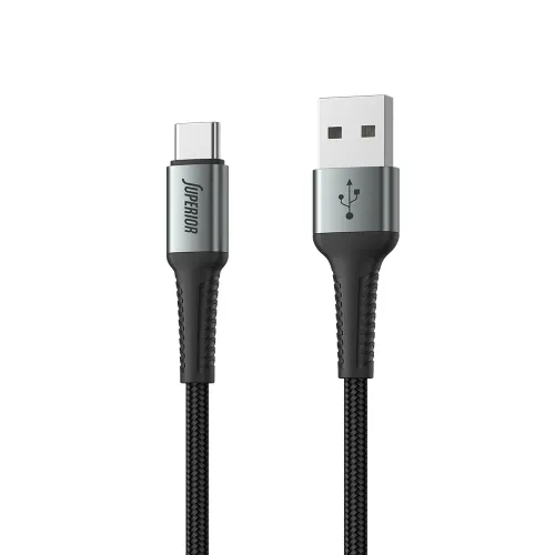 USB data kabl Superior SU-K104 pleteni Fast 27W 3A USB A na Type-C 1m crni (MS).