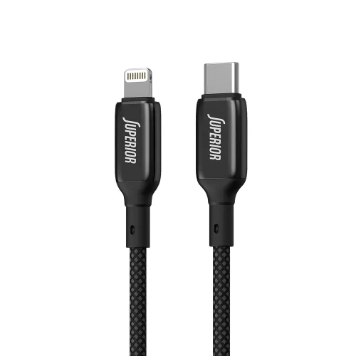 USB data kabl Superior SU-K105 Cink 27W 3A Type-C na Lightning 1m crni (MS).