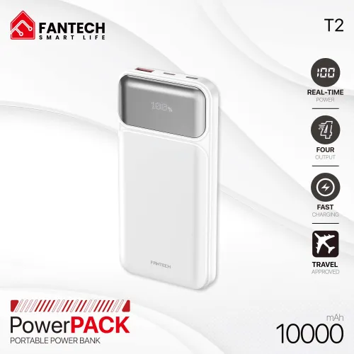 Power bank Prenosiva baterija Fantech T2 10000mAh QC, PD, 22.5W beli.