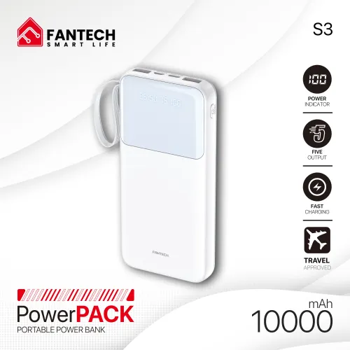 Power bank Prenosiva baterija Fantech S3 10000mAh, 10W beli.