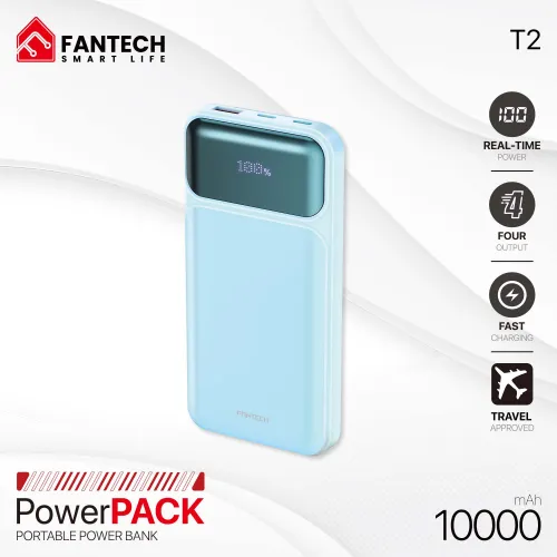 Power bank Prenosiva baterija Fantech T2 10000mAh QC, PD, 22.5W plavi.