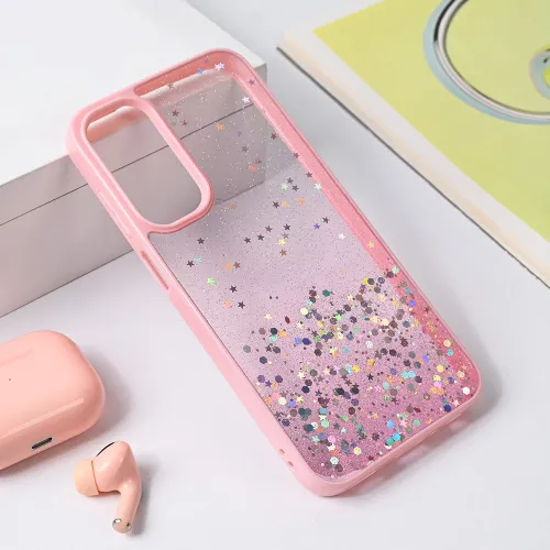 Futrola - maska Frame Glitter za Samsung A256B Galaxy A25 roze.