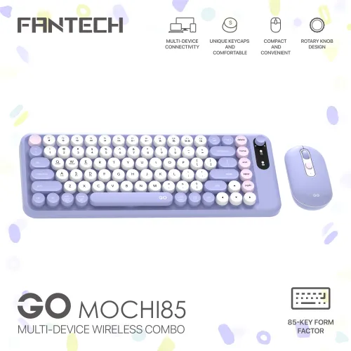 Combo mis tastatura wireless Fantech WK-898 GO mochi85 ljubicasta.